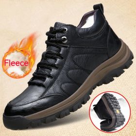 Casual Leather Shoes Simple Travel Outdoor Men's Shoes (Option: Cotton Black-41)