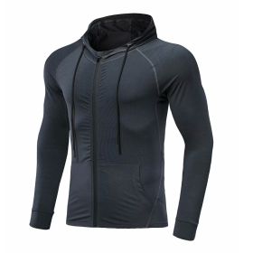 Men's Long-sleeved Stretch Tight Fitness Training Suit (Option: Grey-2XL)
