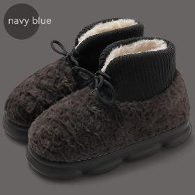 Snow Boots Outer Wear Plush Cotton-padded Shoes Poop Feeling Winter Home Non-slip (Option: Navy Blue-40 To 41)