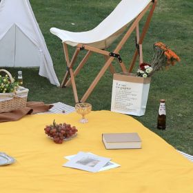 Solid Color High Sense Picnic Mat Ins With Picnic New Fashion Leather Handle (Option: Yellow-150x200cm)