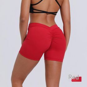Women's Nylon Tight Shorts Training Sports Running (Option: Red-M)