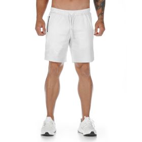 New Muscle Workout Brothers Fitness Shorts Fitness Sports Running Breathable Slim Fit (Option: White Without LOGO-L)