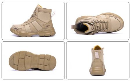 Labor Protection Shoes Anti-smash Anti-puncture Protective Shoes High Top (Option: Beige-37)