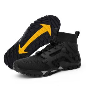 Outdoor Large Size Hiking Shoes Men's Lightweight High-top (Option: L2026 Black-38)
