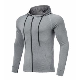 Men's Long-sleeved Stretch Tight Fitness Training Suit (Option: Light Grey-S)