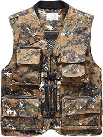Men's Camouflage Quick-drying Multi-pocket Vests Outdoor Photography Fishing Vests (Color: Camouflage-M)