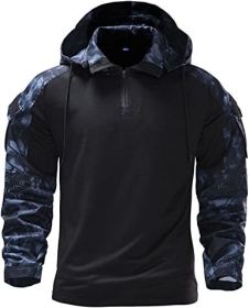 Men's Camouflage Army Tactical T-Shirts Military Shirts Long Sleeve Outdoor T-Shirts Athletic Hoodies (Specification: Black-L)