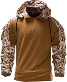 Men's Camouflage Army Tactical T-Shirts Military Shirts Long Sleeve Outdoor T-Shirts Athletic Hoodies (Specification: Brown-M)