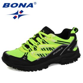 BONA 2022 New Designers Popular Sneakers Hiking Shoes Men Outdoor Trekking Shoes Man Tourism Camping Sports Hunting Shoes Trendy (Color: Charcoal grey Fgreen)