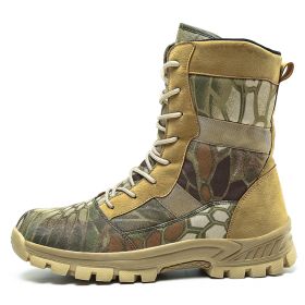 Waterproof Military Men Tactical Boots Camouflage Disguise Outdoor Hunting Boots for Men Mid-calf Trekking Shoes Size 39-45 (Color: Camouflage)