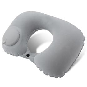 Inflatable Travel Pillow; Pressing U-shaped Neck Pillow; Portable Sleeping Pillow For Airplane; Train; Car; Office (Color: Grey)