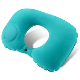 Inflatable Travel Pillow; Pressing U-shaped Neck Pillow; Portable Sleeping Pillow For Airplane; Train; Car; Office (Color: Green)