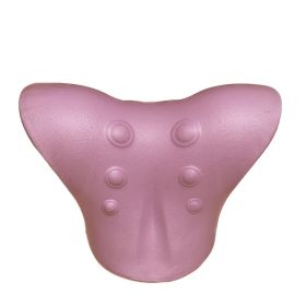 Neck And Shoulder Relaxer; Cervical Traction Device For TMJ Pain Relief And Cervical Spine Alignment; Chiropractic Pillow Neck Stretch (Color: Pink)