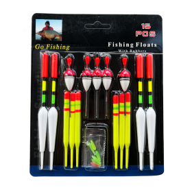 15pcs Fishing Lure Floats Set; Combination Fishing Accessories; Assorted Sizes (Quantity: 15pcs/pack)