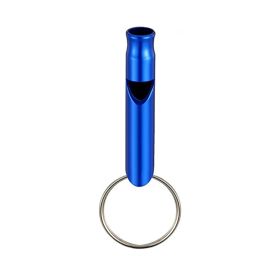 1pc Aluminum Whistle With Keychain; Sturdy Lightweight Whistle; For Signal Alarm; Outdoor Camping; Hiking Accessories (Color: Blue)