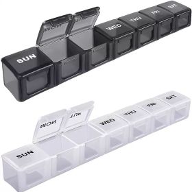 Pill Box; 7 Days Compartment Box; Smart Pill Dispenser; Plastic Weekly Pill Container; 7 Day Jumbo Pill Boxes (Color: White)
