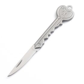 OK Foldable Knife Key Chain Mini Pocket Knife Box Cutter Keychain Pendant Color Handle Decoration (Color: Sliver)
