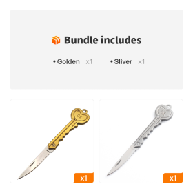 OK Foldable Knife Key Chain Mini Pocket Knife Box Cutter Keychain Pendant Color Handle Decoration (Color: Gold+Sliver)