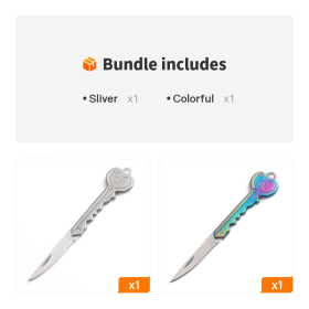 OK Foldable Knife Key Chain Mini Pocket Knife Box Cutter Keychain Pendant Color Handle Decoration (Color: Sliver+Colorful)