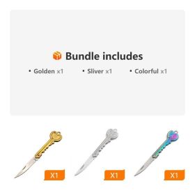 OK Foldable Knife Key Chain Mini Pocket Knife Box Cutter Keychain Pendant Color Handle Decoration (Color: Golden+Sliver+Colorful)