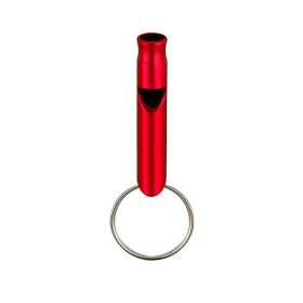 1pc Aluminum Whistle With Keychain; Sturdy Lightweight Whistle; For Signal Alarm; Outdoor Camping; Hiking Accessories (Color: Red)