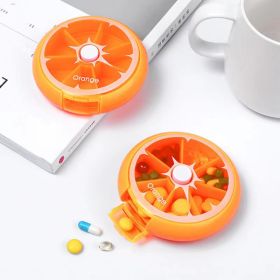 1pc Cute Fruit Shape Medicine Box; Portable Rotating Pill Box For Outdoor Travel Camping Household (Color: Orange)