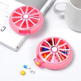 1pc Cute Fruit Shape Medicine Box; Portable Rotating Pill Box For Outdoor Travel Camping Household (Color: Pink)