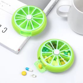 1pc Cute Fruit Shape Medicine Box; Portable Rotating Pill Box For Outdoor Travel Camping Household (Color: Green)