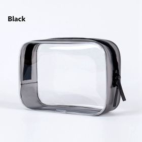 1pc Transparent PVC Bags; Clear Travel Organizer Makeup Bag Beautician Cosmetic & Beauty Case Toiletry Bag; Wash Bags (Color: Black)