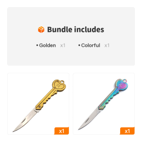 OK Foldable Knife Key Chain Mini Pocket Knife Box Cutter Keychain Pendant Color Handle Decoration (Color: Golden+Colorful)