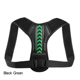 Adjustable Back Shoulder Posture Corrector Belt For Clavicle Spine Support Body Reshape Pain Relief From Neck; Back And Shoulder ( Buy A Size Up ) (Color: Black Green)