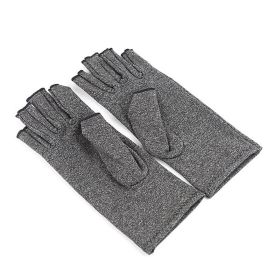 1pair Arthritis Fingerless Compression Gloves; Outdoor Half Finger Knuckle Pressure Gloves (Buy A Size Up) (Color: Grey)
