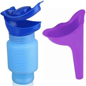 Portable Adult Urinal Outdoor Camping High Quality Travel Urine Car Urination Pee Soft Toilet Urine Help; Toilet For Men Women (Color: Blue + Purple)