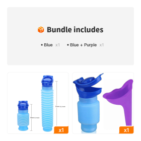 Portable Adult Urinal Outdoor Camping High Quality Travel Urine Car Urination Pee Soft Toilet Urine Help; Toilet For Men Women (Color: Blue+[Blue + Purple])