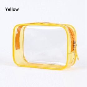 1pc Transparent PVC Bags; Clear Travel Organizer Makeup Bag Beautician Cosmetic & Beauty Case Toiletry Bag; Wash Bags (Color: Yellow)