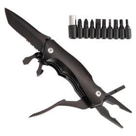 Folding Pocket Multi-purpose Outdoor Set Of Tools; Pliers; Screwdriver; Drill; Knife; Bottle Opener (Color: Black-2 Model)