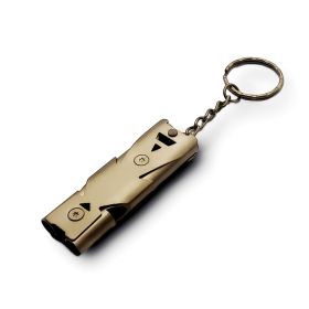 Stainless Whistle Double Tube Lifesaving Emergency SOS Outdoor Survival Whistle (Color: Golden)