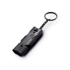 Stainless Whistle Double Tube Lifesaving Emergency SOS Outdoor Survival Whistle (Color: Black)