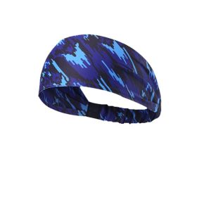 Camo Pattern Sports Stretchy Headbands; Knotted Sweat Absorption Fitness Running Yoga Headbands (Color: Blue)