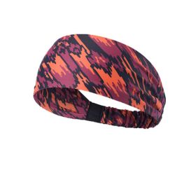 Camo Pattern Sports Stretchy Headbands; Knotted Sweat Absorption Fitness Running Yoga Headbands (Color: Red)