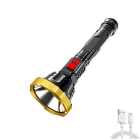 Big Strong Light LED Flashlight USB Rechargeable Tactical Hunting Flashlight Built-in Battery Flash Light (Emitting Color: Gold)