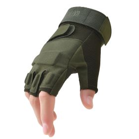 Outdoor Tactical Gloves Airsoft Sport Gloves Half Finger Military Men Women Combat Shooting Hunting Fitness Fingerless Gloves (Color: Army Green)