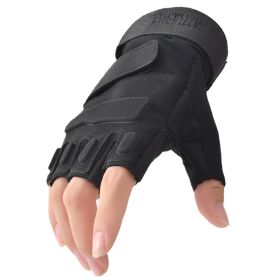 Outdoor Tactical Gloves Airsoft Sport Gloves Half Finger Military Men Women Combat Shooting Hunting Fitness Fingerless Gloves (Color: Black)