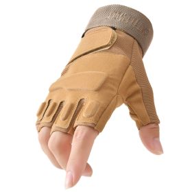 Outdoor Tactical Gloves Airsoft Sport Gloves Half Finger Military Men Women Combat Shooting Hunting Fitness Fingerless Gloves (Color: Khaki)