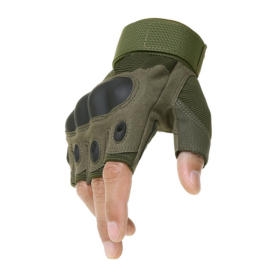Tactical Hard Knuckle Fingerless Gloves For Hunting Shooting Airsoft Paintball (Color: Green)