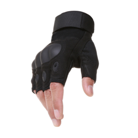 Tactical Hard Knuckle Fingerless Gloves For Hunting Shooting Airsoft Paintball (Color: Black)
