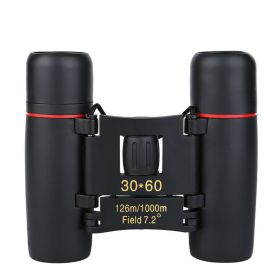 30x60 Zoom Mini Outdoor Binoculars Folding Telescopes 126/1000m Focusing Vision Hunting Telescope (Color: Black)