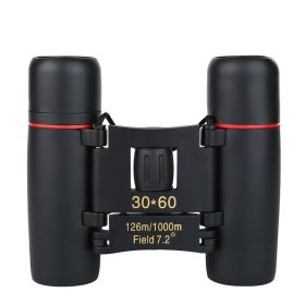 30x60 Binoculars Portable Folding Mini Telescope Low Light Night Vision for Hunting Sports Outdoor Camping Travel Sightseeing (Color: Black)
