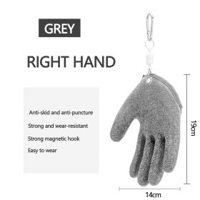 Fishing Gloves Anti-Slip Protect Hand from Puncture Scrapes Fisherman Professional Catch Fish Latex Hunting Gloves Left/Right (Color: Right Grey3)