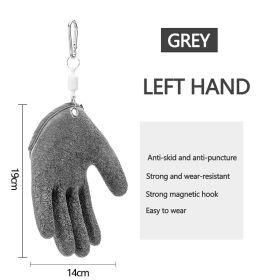 Fishing Gloves Anti-Slip Protect Hand from Puncture Scrapes Fisherman Professional Catch Fish Latex Hunting Gloves Left/Right (Color: Left Grey4)